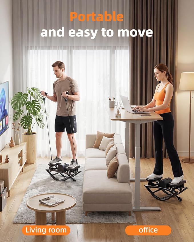 Rock Fitness Stepper for Exercise at Home, Motion Stair Stepper with Resistance Bands for Full Body Workout, Aerobic Workout Machine Fitness Equipment