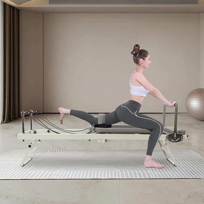 Foldable Pilates Reformer, Yoga Fitness Equipment for Gym Workout and Home Use, Up to 260 lbs Weight Capacity, Pilates Exercise Equipment Pilates Machine for Beginners