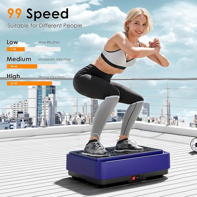 Vibration Plate Exercise Machine, Full Body Workout Vibration Platform with Resistance Bands, Fitness Machine for Weight Loss, Toning & Lymphatic Drainage, Home Gym Equipment,