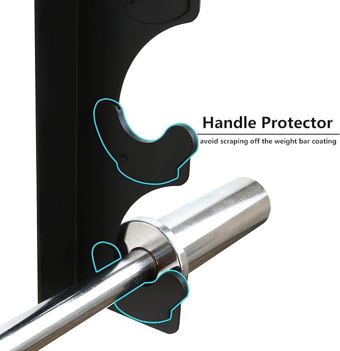 Barbell Rack Single Hook Wall Mount Heavy Duty Vertical Barbell Holder Weight Bar Holder for Olympic Barbell, Curl bar, Commercial or Home Gym Accessory (4 bars)
