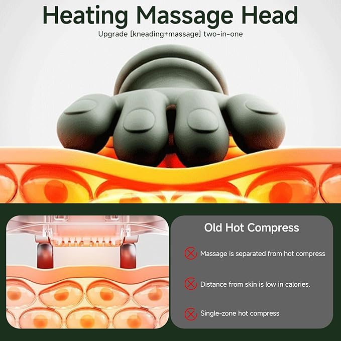 Shoulder Hand Neck Massager Fingers with Heat Simulated Human Hand Design Masajeador De Espalda Y Cuello for Pain Relief Deep Tissue and Back Pain Relief-Green