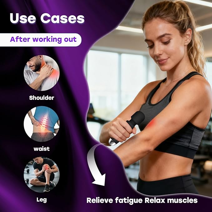 SGWGSMD] Mini Multi-Frequency Massager Portable Wireless Shoulder, Neck & Back Massager - Relieves Fatigue - Rechargeable Long Battery Life - Ideal for Office, Home, Fitness & Recovery - Pale Black