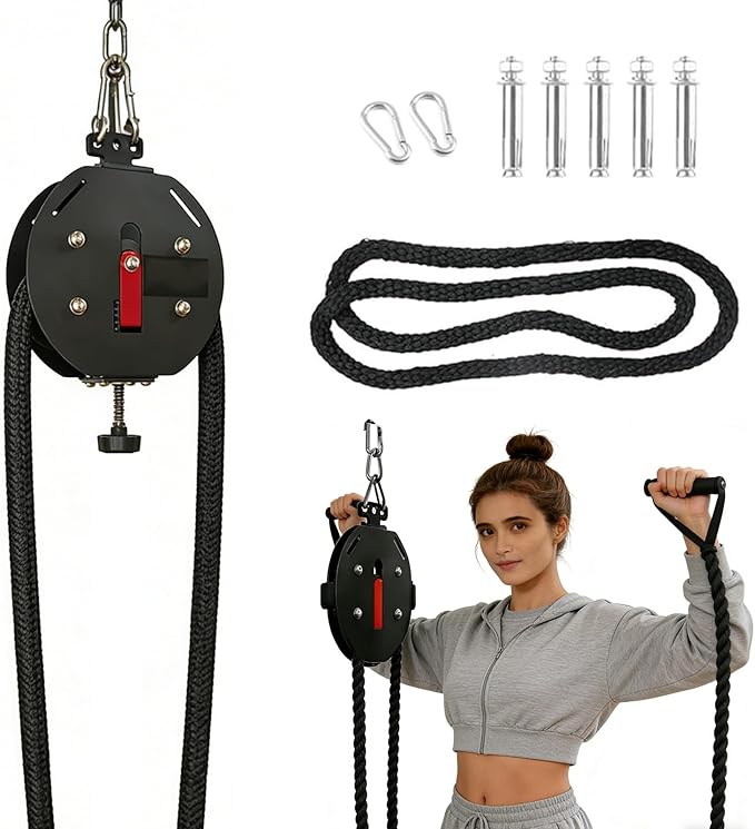 Endless Rope Trainer, Cable Pulley System Home Gym, Cable Machine with Adjustable Resistance for Muscle Endurance Upper Extremity Training Aerobic Exercise and Full-Body Coordination