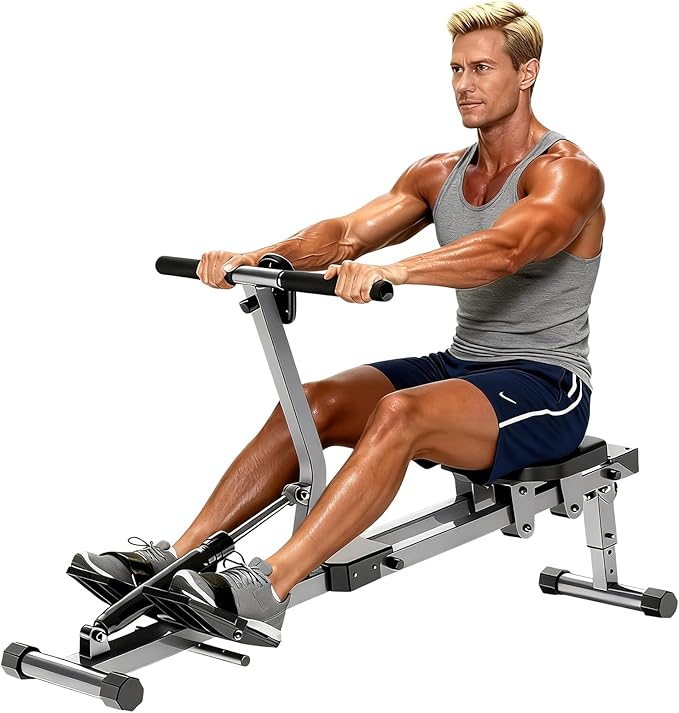 Rowing Machine, Compact Adjustable Rowing Machine 12 Levels of Complete Body Workout Resistance for Home, Low-Impact