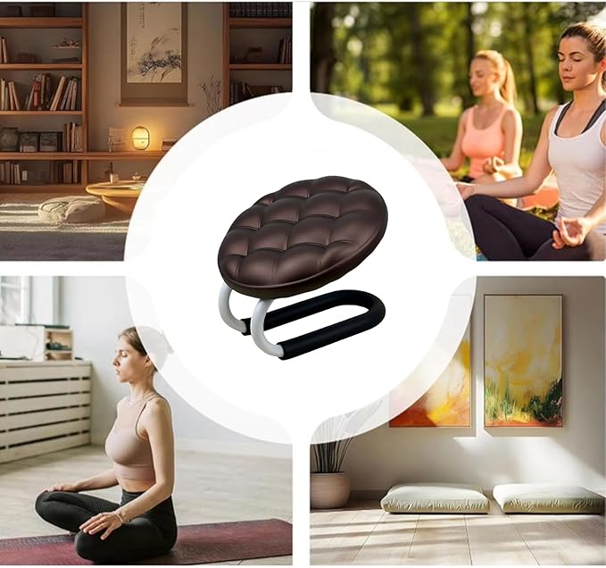 Ergonomic Meditation Bench - Folding Kneeling Stool, Padded Prayer Seat | Adjustable Height Metal Seiza Chair for Relaxation Adults Seniors Beginners Office Zen Room