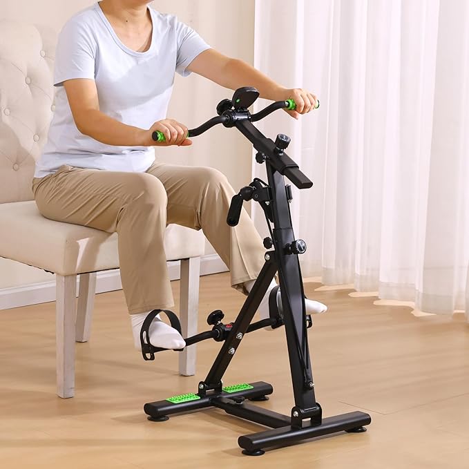 Pedal Exerciser Bike for Seniors, Arm Leg Hand and Knee Physical Therapy Peddler Exercise Equipment, Sitting Elderly Home Exercise Bike for Total Body, Upper and Lower Limb Trainer