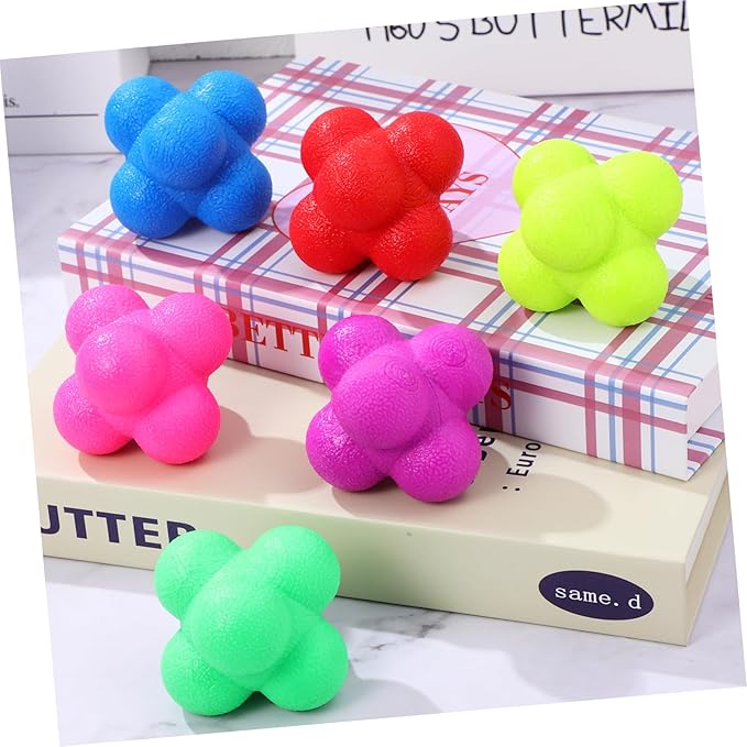 6 Pcs Hexagonal Reaction Balls for Sports Training Agility and Reflex Improvement Equipment Materials for Basketball Soccer Volleyball Football and Unpredictable Bouncing