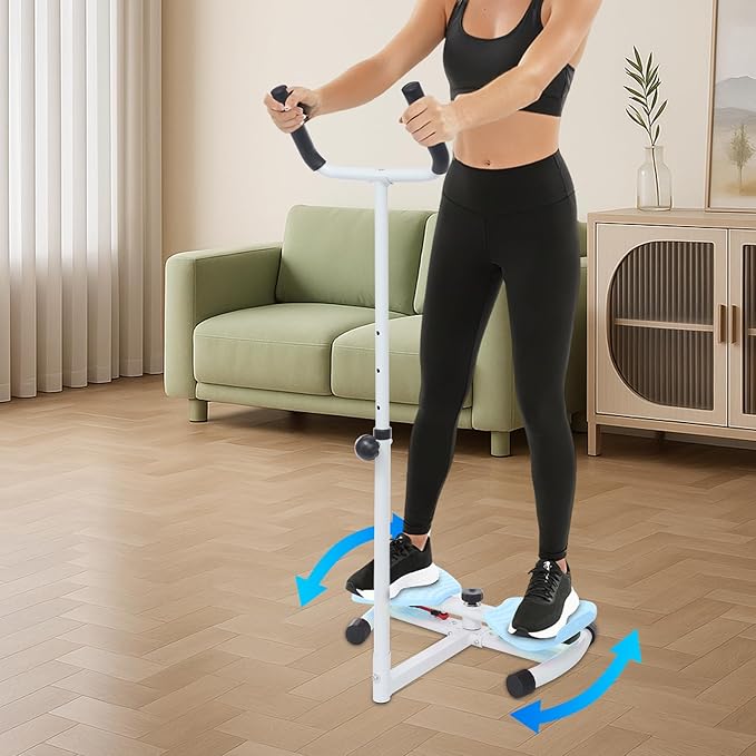 Waist Twisting Machine with Handlebar, 3 Gears Adjustable Ab Twister Machine with 2 Pull Cords, Ab Twist Board for Exercise 330lbs Load Capacity