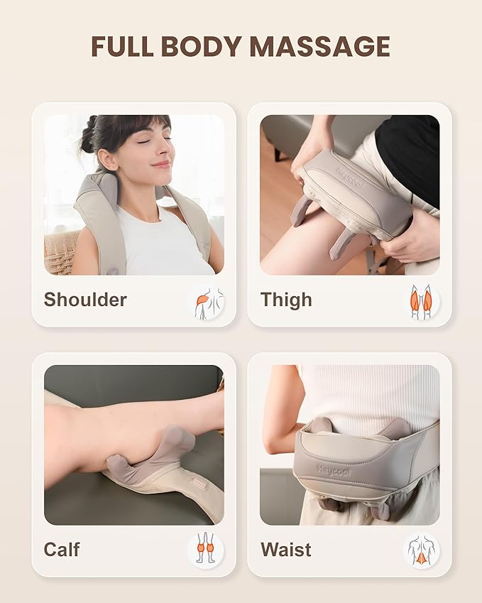Cordless Neck Massager with Heat, FSA Eligible HSA 4D Deep Kneading Neck Shoulder Massager for Pain, Shiatsu Back Massager for Shoulder, Gifts for Women, Men