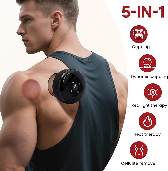 UOTT Original 20 Levels Cupping Kit for Massage Therapy (2PCS),5-in-1 Smart Dynamic Cupping Set with Red Ligh-t Therapy&Heat Penetrates for Targeted Pain Relief, Knots, Aches, Muscle Soreness