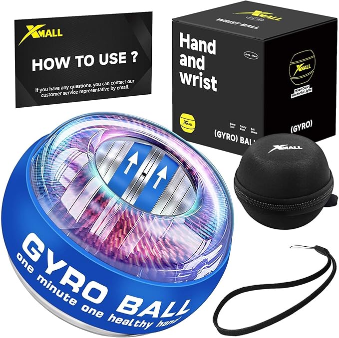 XMALL Torque Ball Hand Exerciser, Grip Strength Trainer, Forearm Strengthener, Wrist Power Gyro Ball, Hand Strengthening Devices, Wrist Strengthener, Finger Exerciser, Auto-Start Colorful Lighting