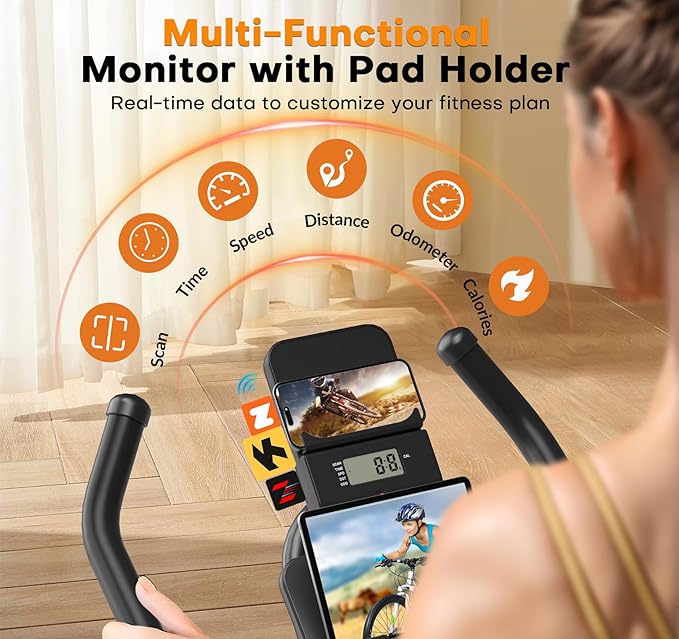 Exercise Bike, Magnetic Resistance Stationary Bikes for Home with App Compatible, Silent Indoor Cycling Bike with 350lbs Weight Capacity Comfortable Seat, Digital Monitor & Phone Mount