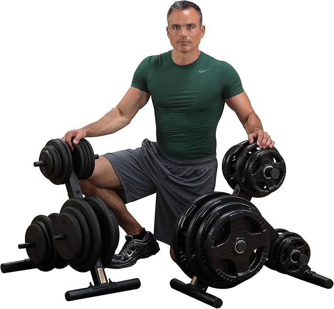 Body-Solid Standard Weight Tree Rack - Weight Plate Storage Racks 1000lb Weight Capacity, Hold Weightlifting Barbell Plates - Strength Training Plate Holder Stand For Home & Commercial Gym