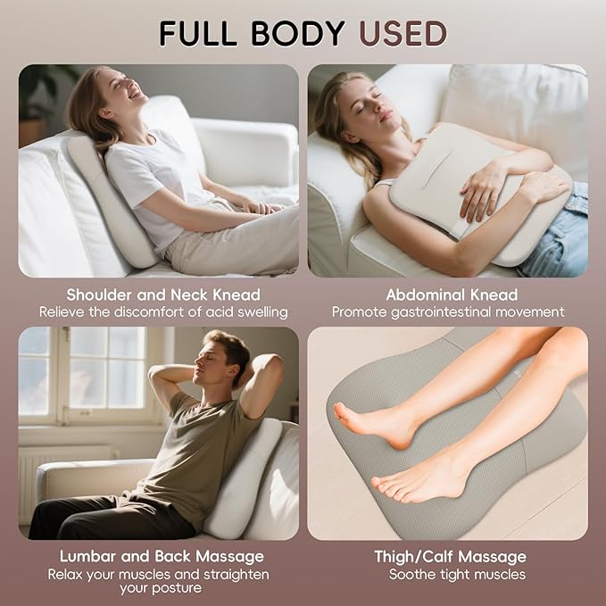 Back Massager, Rolling Up and Down Back Massager with Heat, Back Massage 4D Kneading for Pain Relief Deep Tissue, Ultrathin Shoulder Massager Mother's Day Gift for Women Men Parents, Khaki
