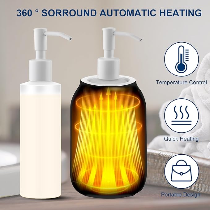 Massage Oil Heater Warmer,with ℃/℉ Switchable Display, Two Oil Dispenser Bottle，Constant Temperature, Salon and Barber Shops,White