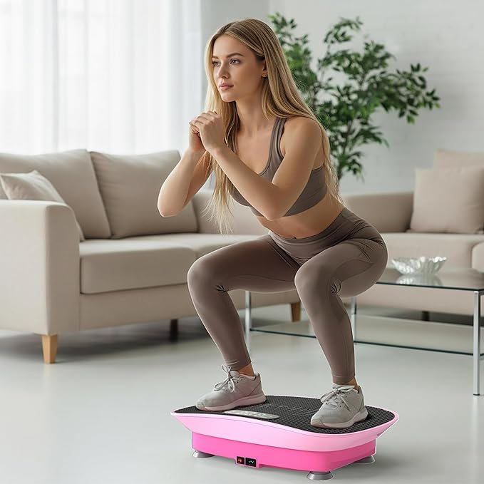 GYMAX Vibration Plate Exercise Machine, Vibration Plate with 10-Level Intensity, LED Display & Remote Control, Body Vibrating Plates Stand Shaking Platform Fat Burning Machine