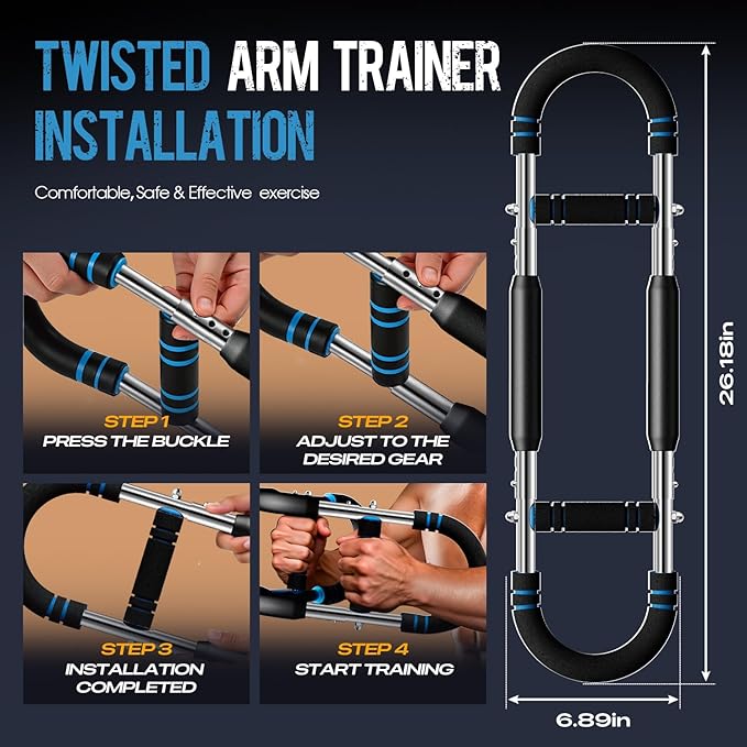 Twister Arm Trainer, Adjustable Twister Arm Chest & Arm Workout Equipment for Men & Women, Ergonomic Detachable Arm Trainer Home Gym Strength Trainer with Anti-Slip Handles & Carry Bag