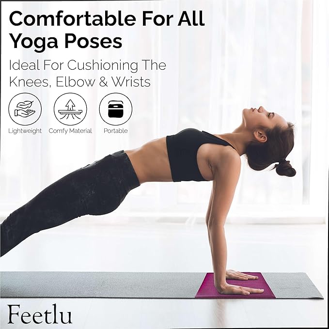 Yoga Knee Pad Cushion Exercise Knee Pad Folding, 1/2" Thick 24"x12" Eliminate Pain During Yoga or Exercise Workout– Extra Thick Padding& Support for Yoga Pilates, Fitness Exercise