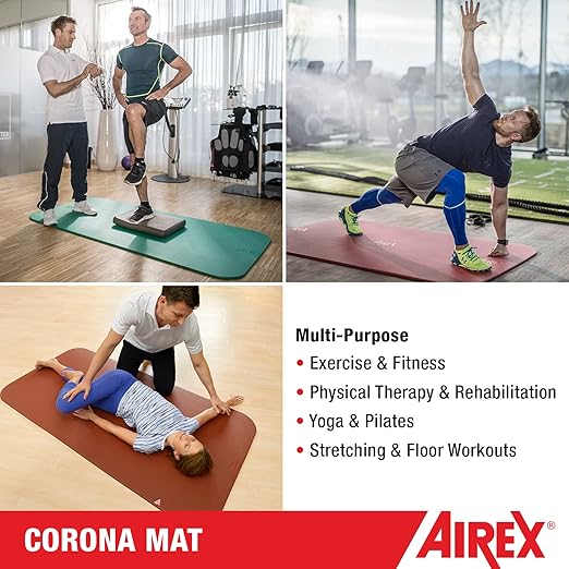 AIREX Corona Premium Exercise Mat Fitness for Yoga, Physical Therapy, Rehabilitation, Balance & Stability Exercises, Pilates, Aerobics