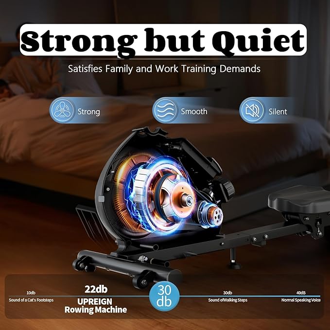 NAYSAYE Rowing Machine with LCD Display, Adjustable Resistance, Foldable Design, and [265-300] LBS Capacity for Home/Office Use
