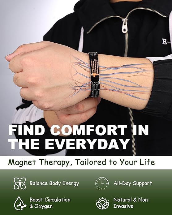 Magnetic Bracelet and Ring Set for Men, 99.99% Pure Copper Jewelry, Adjustable Cross & Celtic Knot Design, Gift for Dad