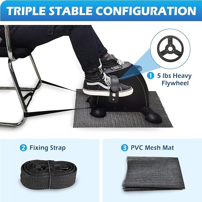 TABEKE Under Desk Bike Pedal Exerciser - Mini Exercise Bike for Arm/Leg Exercise, Pedal Exerciser for Seniors with LCD Display 26116