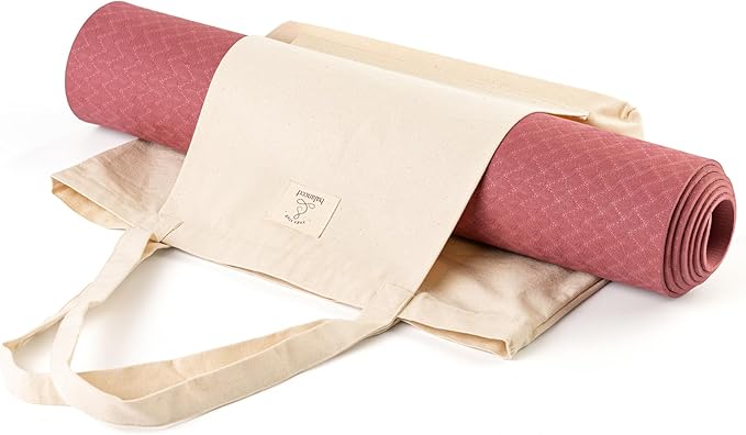 Mat Tote Bag – Cotton Canvas Yoga Mat Carrier – Eco-Friendly & Durable Yoga Mat Holder for Gym, Pilates, Travel, or Studio Use