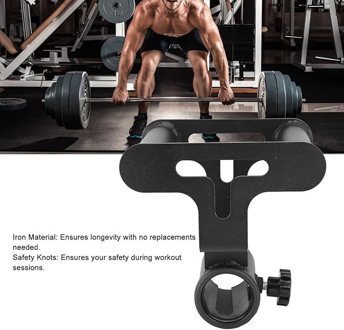 T Bar Row Platform with V Bar Landmine Handle Attachment, Compact Iron Barbell Accessory for Home Gym, Sturdy Grip Strength Training Equipment for Upper Body Workouts