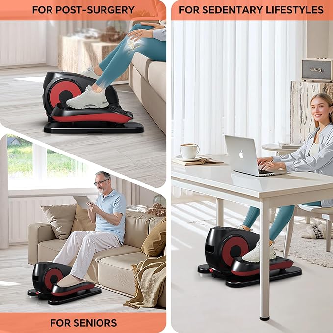 2025 Under Desk Elliptical Machine, Electric Ellipse Leg Exerciser Pro As Seen On TV with 16 Adjustable Speed, Quiet and Fully Assembled with Remote Control & Non-Slip Foot Straps White New