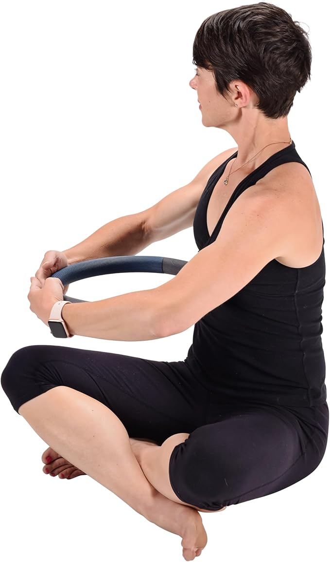 AeroPilates Pilates Magic Circle Ring – 12” Resistance Ring for Full-Body Toning – Strengthens Thighs, Arms, Chest & Core – Lightweight with Soft Cushioned Cover – Workout Guide Included