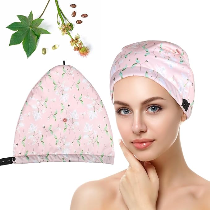 Castor Oil Pack Wrap Overnight Hair Wrap for Sleep Reusable Hair Cap Cover for Treatment of Thinning, Balding, Dry, and Damaged Hair (Oil Not Included)