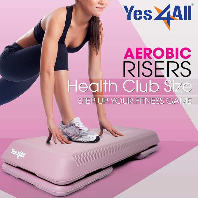 Yes4All 2-in-1 Adjustable Aerobic Step Platform Fitness Exercise Stepper with Rocker Balance Board Legs for Home Workout, Step Exercise & Balance Training