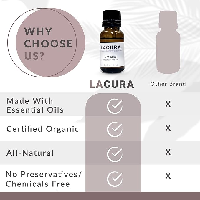 Lacura Organic Oil of Oregano Drops - Organic Oregano Oil Herbal Extract for Immune Defense - Essential Oil for Respiratory Support - 15mL