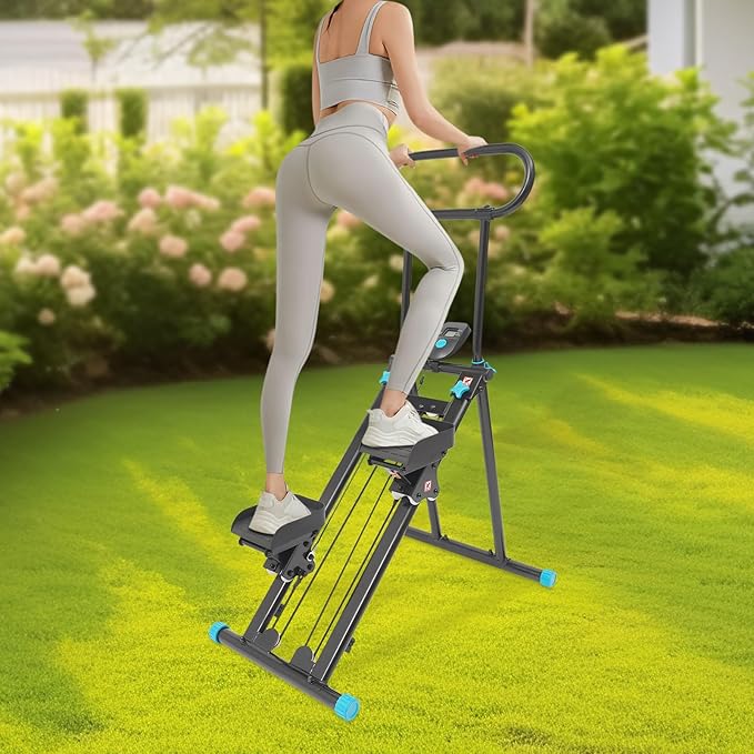 Stair Stepper for Home Gym, Folding Vertical Climber Cardio Exercise Machine Machine, Cardio Exercise Climber with Adjustable Handlebar, Stair Climber for Full Body Workout for Women & Men