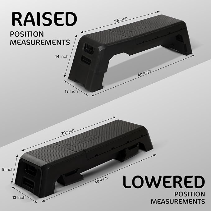 HolaHatha Compact Portable Aerobic Step Platform Exercise Fitness Equipment, Cardio Stepper with Adjustable Height for Home Gym