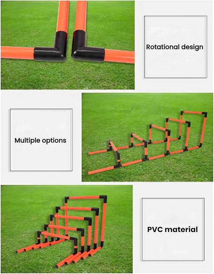 Portable Adjustable Football Hurdles，Agility Training Hurdles Set of 5, Detachable Practice Hurdles for Track and Field(Orange)