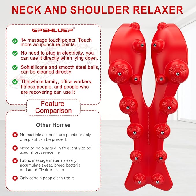 Trapezius Trigger Point Massager, Occipital Release Tool, Cervipoint Trigger Point Massager Silicone, Relieve Pain in The Diamond Shaped Muscles of The Neck and Upper Back (Cranberry)