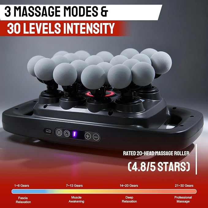 20 Head Massage Gun Deep Tissue, Body Massage for Back, Shoulders, Neck, Legs, Foot, Massage Gun deep Tissue, Percussion Massager with 3 Modes & 30 Intensities Body Muscle Pain Relief(Grey)