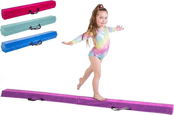 Artistic Gymnastics Beam for Home - 210/240/270/300 - Amazing Balance Equipment for Kids at Home - Faux Suede, High Density EVA Foam - Carrying Straps