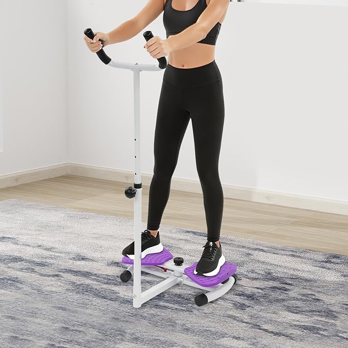 Waist Twisting Machine with Handlebar, Ab Twist Board with Adjustable Height Handle, 330 lbs Capacity Waist Twister for Women Belly Fat, Home Gym Exercise Equipment for Slim Waist(Purple)