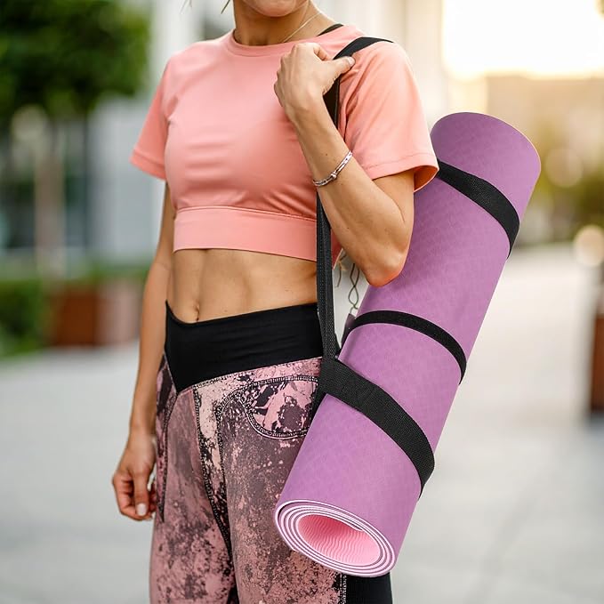 Xindojuz 2 PCS Yoga Mat Strap for Carrying [mat Not Included] Adjustable Yoga Mat Sling Band Easy-Cinch Mats Holder Stretching Strap Durable Exercise Carrier for Women Men (Black Lake Green)