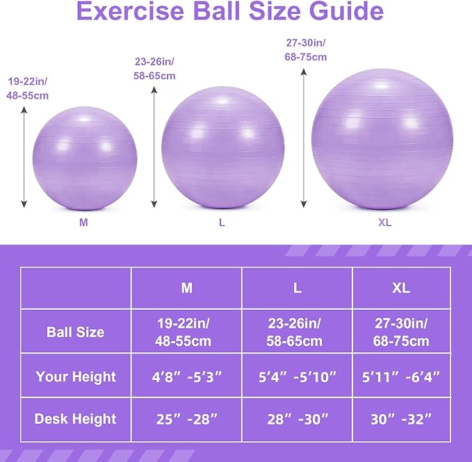 4Pcs Yoga Ball Set includes Large and 9in Pilates Balls, Massage & Spiky Ball for Fitness ,Anti-Burst Exercise Ball with Pumb for Pregnancy,Physical Therapy,Office Chair, Home Workout,3Sizes,3Colors