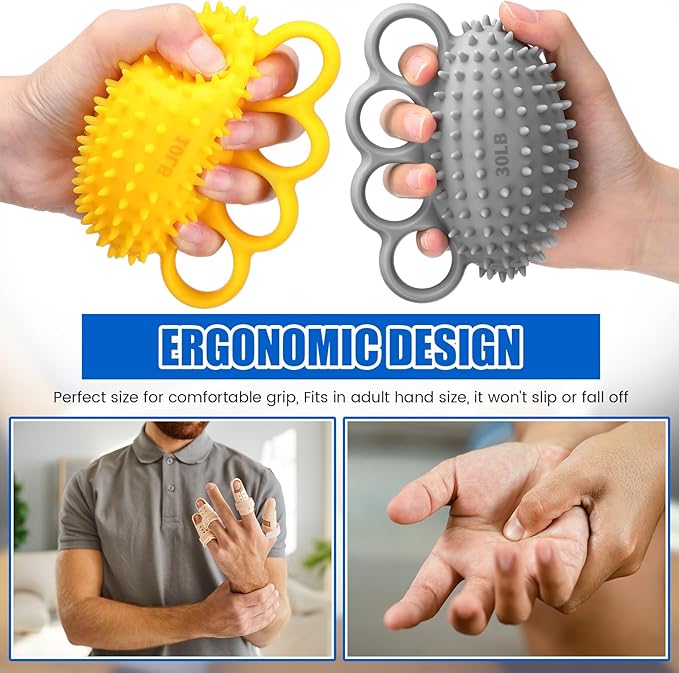 3 Pack Hand Exercise Balls 3 Level Set Finger Strengthener Therapy Hand Balls Grip Strength Trainer Squeeze Stress Relief for Adults Elderly Stroke Arthritis Carpal Tunnel