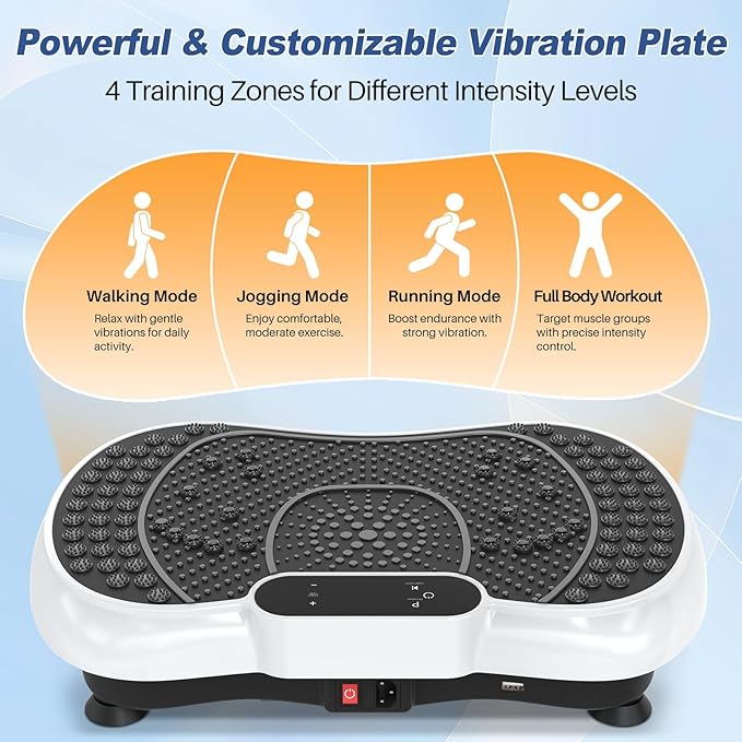 Bigzzia Vibration Plate Exercise Machine for Weight Loss – 100-Speed Platform with Remote & Resistance Bands, 450 lbs Capacity – Quiet Full Body Workout for Lymphatic Drainage at Home