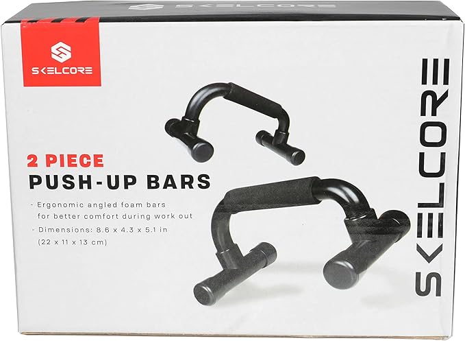 Skelcore Push Up Bars Strength Trainer - Push Up Handles for Floor Workouts with Ergonomic Non-Slip Comfort Foam Grip Handles for Home Fitness Training - Chest exerciser for Men and Women