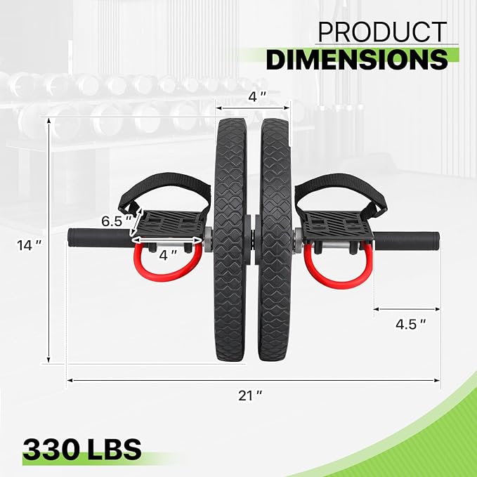Ab Roller Wheel with Non-Slip Handle, Home Gym Fitness Equipment for Abdominal Core Workout, Ab Roller for Men & Women, Supports Up to 330 lbs, Black
