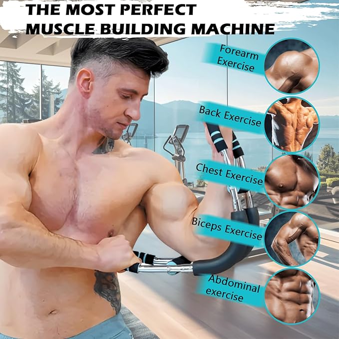 Twister Arm Trainer,Chest Workout Equipment Adjustable Resistance (40–110 lbs) with 4 Heavy-Duty Springs, Chest Exerciser for Men Upper Body Strength Training Bar for Arms, Home Gym Fitness Equipment