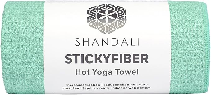 Shandali Hot Yoga Towel - Mat-Sized, Microfiber, Super Absorbent, Anti-Slip, Injury Free, 24" x 72" - Best Bikram Yoga Towel - Exercise, Fitness, Pilates Gear