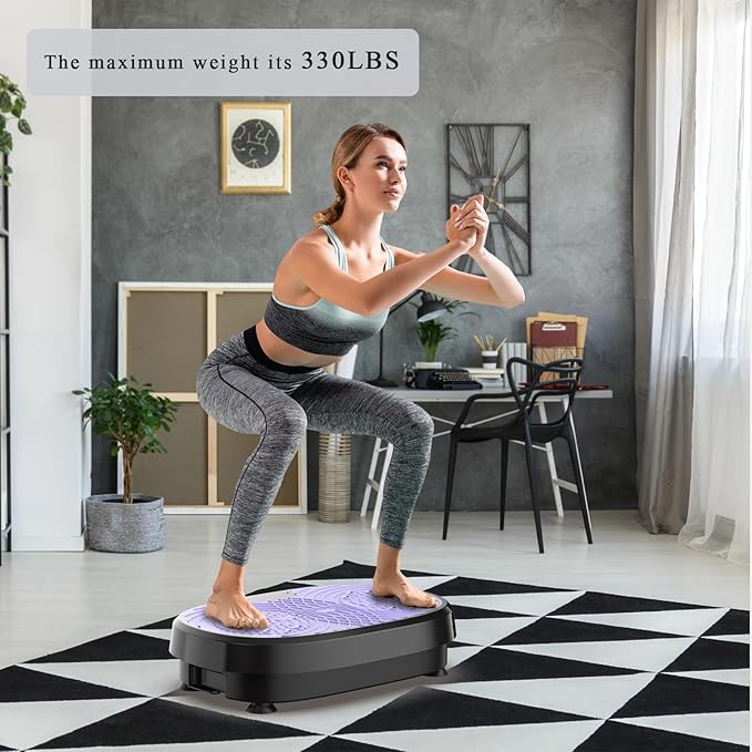 Mini Vibration Plate Machine - Quiet Whole Body Vibration Platform for Home Use, 330LBS Capacity, Portable for Travel, Lymphatic Drainage, Fat Burn & Muscle Recovery,Purple