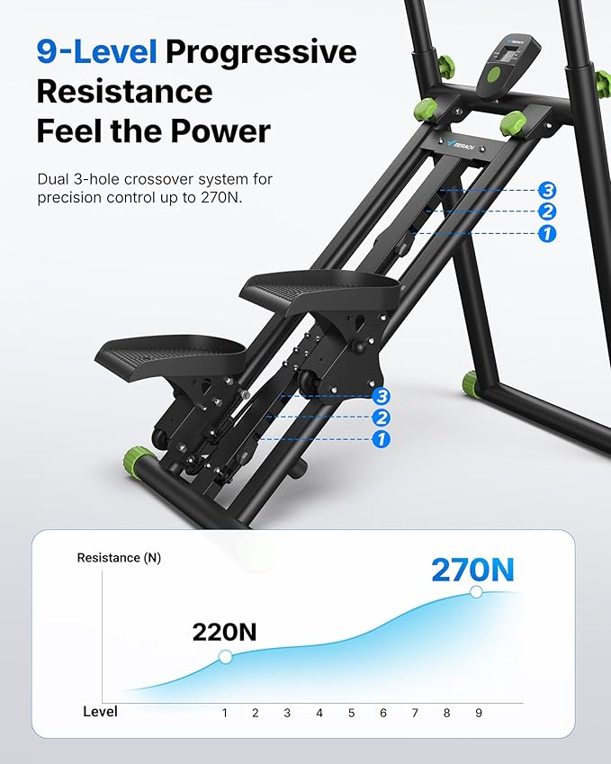 MERACH Stair Stepper for Home Gym Exercise, New Version Stairmaster for Full-Body Workout, Compact Folding Stair Climber with Extended Step Range, Adjustable Handlebar/Pedal